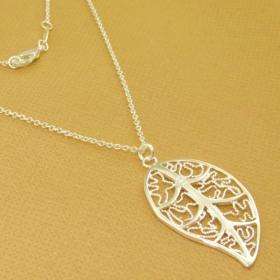 Sterling Silver-filled Designer Filigree Leaf Necklace LOCAL STOCK 3-5 days